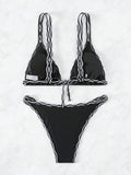  | SHEIN Swim Summer Beach Contrast Binding Triangle Bikini Set | Lingerie | Shein | OneHub
