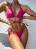  | SHEIN Swim Summer Beach Ring Linked Halter Triangle Bikini Swimsuit | Lingerie | Shein | OneHub