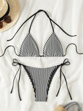  | SHEIN Swim Summer Beach Women's Striped Halterneck Separate Swimsuit With Ties | Lingerie | Shein | OneHub