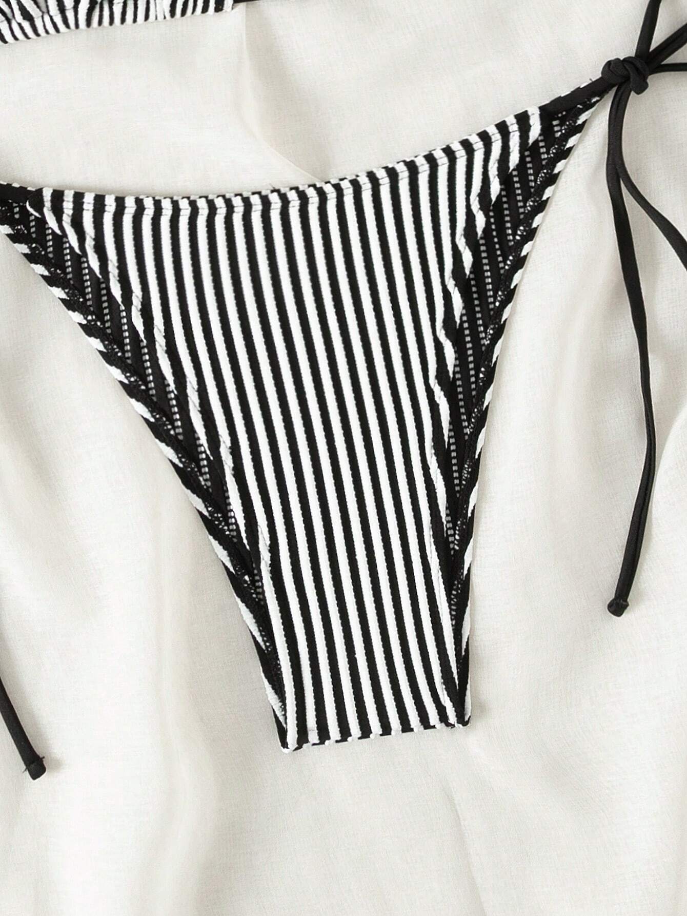  | SHEIN Swim Summer Beach Women's Striped Halterneck Separate Swimsuit With Ties | Lingerie | Shein | OneHub
