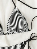  | SHEIN Swim Summer Beach Women's Striped Halterneck Separate Swimsuit With Ties | Lingerie | Shein | OneHub