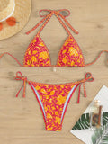  | SHEIN Swim Women Summer Beach Floral Printed Halter Tie Bikini Set For Beach Vacation, Random Print | Lingerie | Shein | OneHub