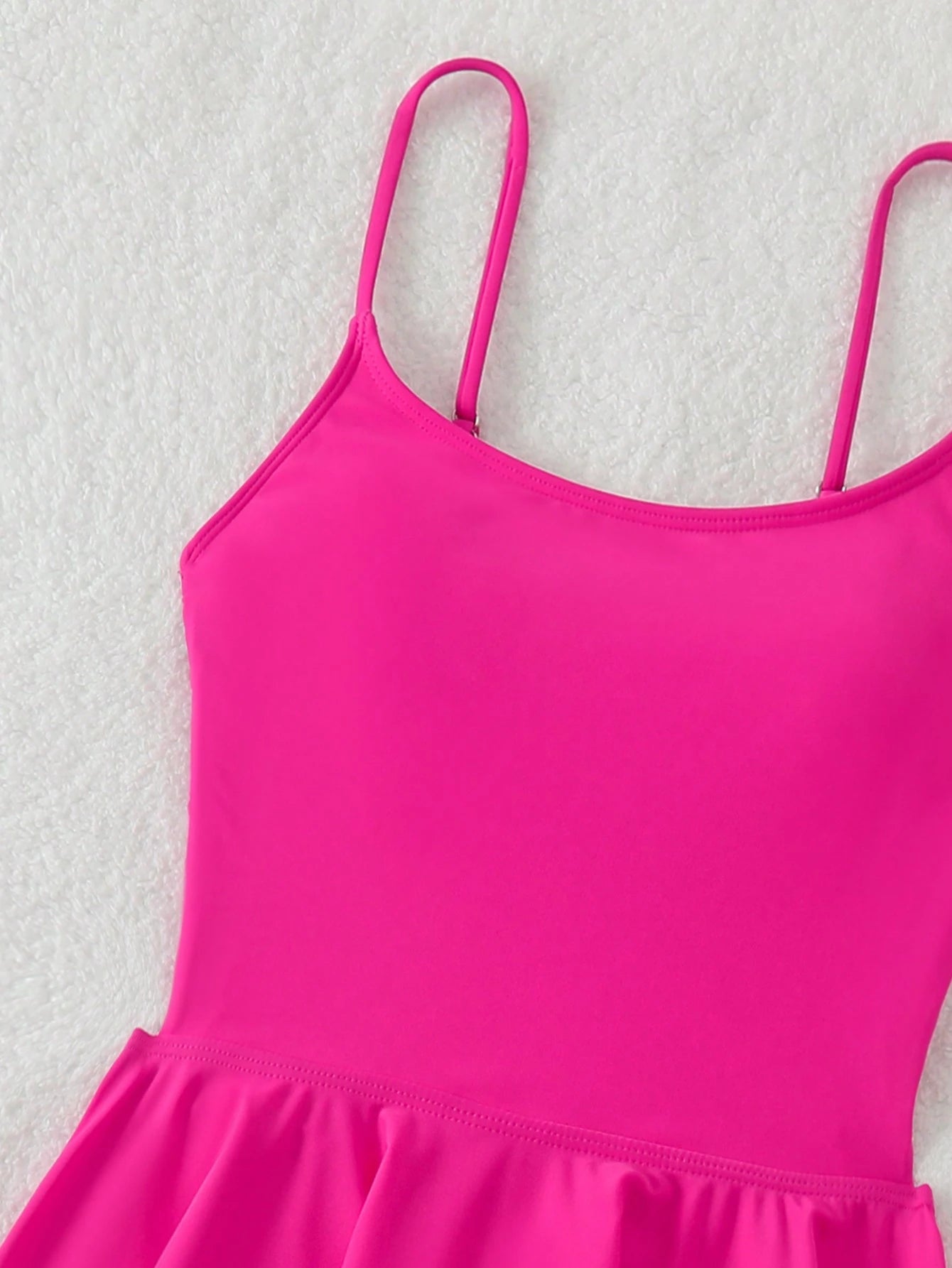 SHEIN Swim Women's Solid Color Side Tie Ruffle Hem Tankini Swimsuit Top Summer