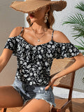  | SHEIN VCAY Floral Print Cold Shoulder Blouse | Blouse | Shein | OneHub