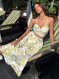  | SHEIN VCAY Floral Printed Spaghetti Strap Twist Front Sleeveless Top And Ruffled Hem Skirt 2 Pieces Set For Summer | Dress | OneHub | OneHub