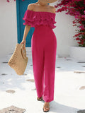  | SHEIN VCAY Off Shoulder Ruffle Trim Wide Leg Jumpsuit | Jumpsuit | Shein | OneHub