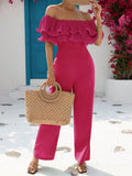 | SHEIN VCAY Off Shoulder Ruffle Trim Wide Leg Jumpsuit | Jumpsuit | Shein | OneHub