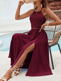 SHEIN VCAY Solid Color Texture Casual Two Piece Beach Set For Vacation