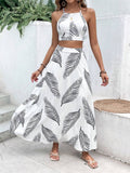  | SHEIN VCAY Summer Beach Tropical Print Tie Backless Cami Top & Split Thigh Skirt Two Piece Set | Top and Pant Set | Shein | OneHub