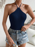  | SHEIN WYWH Solid Halter Neck Backless Cami Bodysuit | Bodysuit | Shein | OneHub