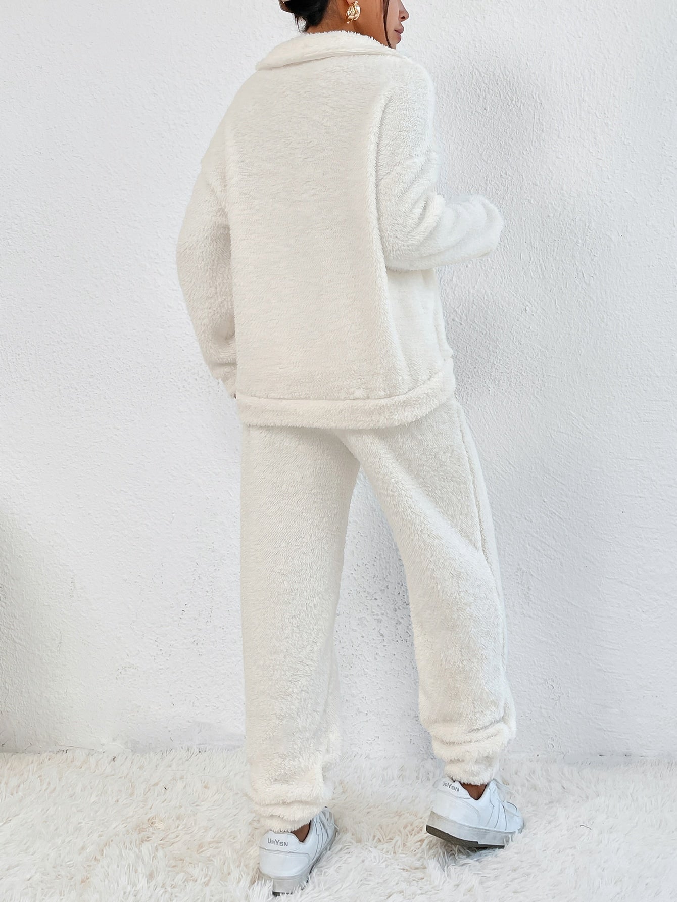  | SHEIN X Antonella SHEIN Frenchy Drop Shoulder Flannel Sweatshirt & Trousers | Sweater | Shein | OneHub