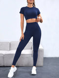  | SHEIN Yoga Basic Women's Seamless High Elasticity Sport Short Sleeve Top And Pants Set Workout Set | Leggings | Shein | OneHub