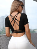  | SHEIN Yoga Sxy Criss Cross Backless Crop Sports Tee | Sports Bra | Shein | OneHub
