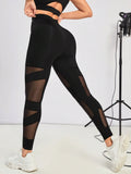  | SHEIN Yoga Sxy Mesh Insert Wideband Waist Sports Leggings | Sports Leggings | Shein | OneHub