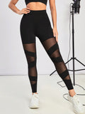  | SHEIN Yoga Sxy Mesh Insert Wideband Waist Sports Leggings | Sports Leggings | Shein | OneHub