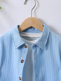  | SHEIN Young Boy Solid Button Front Shirt & Shorts Without Tee | Dress | Shein | OneHub