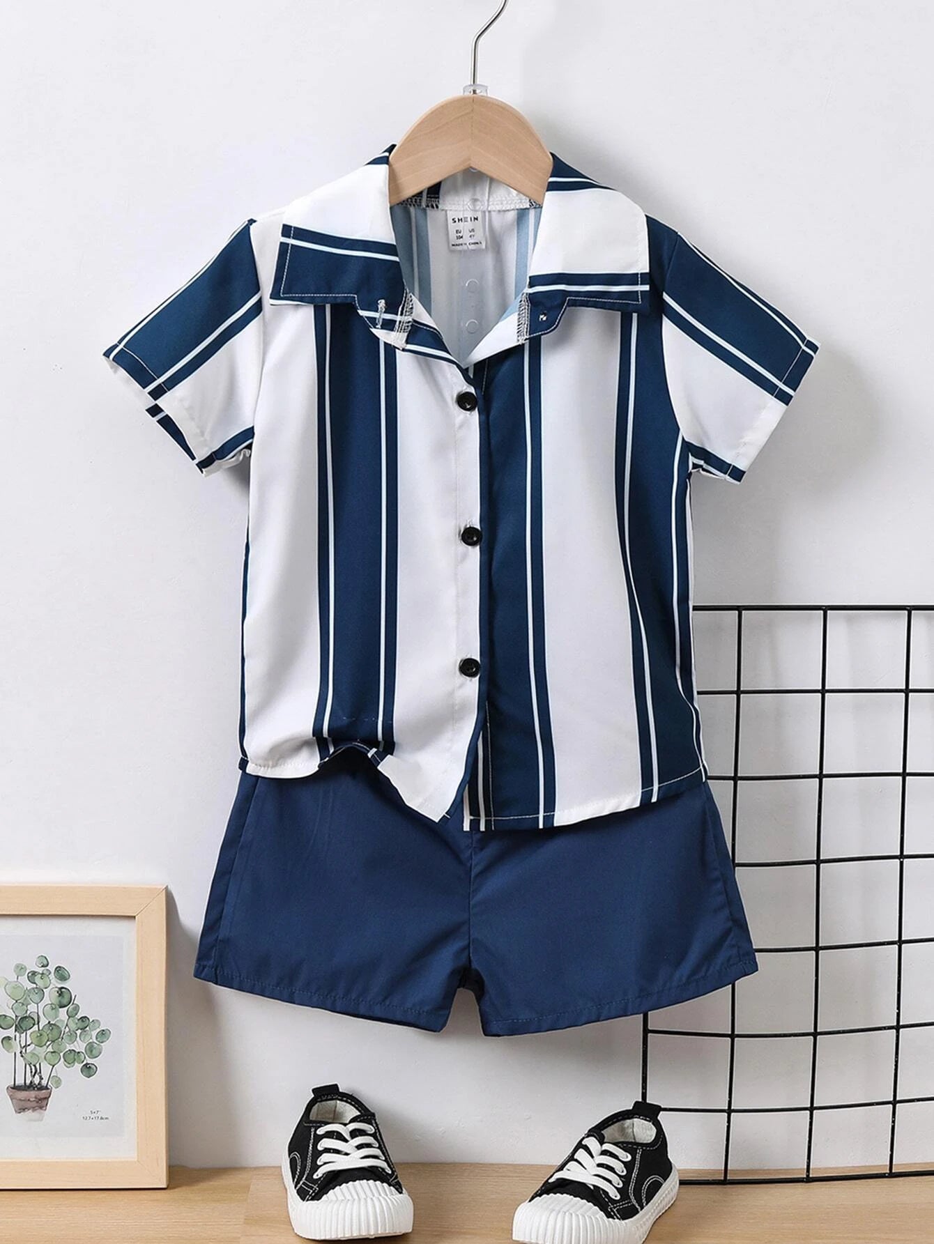  | SHEIN Young Boy Striped Print Shirt & Shorts | Dress | Shein | OneHub