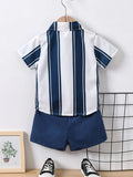  | SHEIN Young Boy Striped Print Shirt & Shorts | Dress | Shein | OneHub