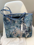  | SHEIN Scarf Decor Floral Pattern Shoulder Tote Bag | Bags | Shein | OneHub