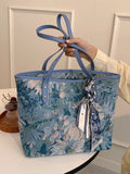  | SHEIN Scarf Decor Floral Pattern Shoulder Tote Bag | Bags | Shein | OneHub