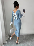  | SHEIN Selianne Elegant Sexy Open Back Bowknot Fitted Dress, Autumn/Winter Fall Cloth For Women | Dress | Shein | OneHub