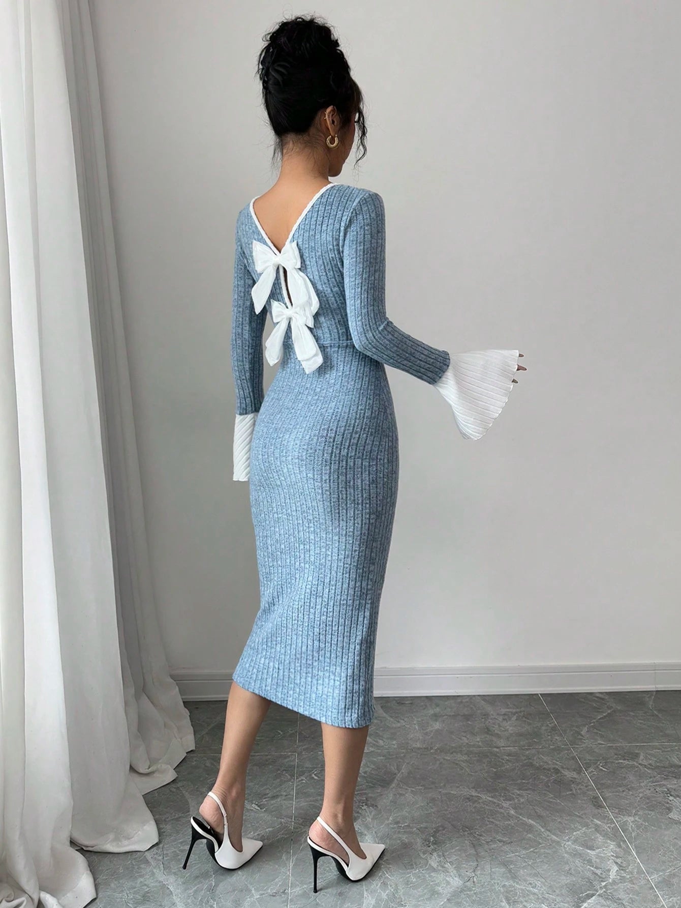  | SHEIN Selianne Elegant Sexy Open Back Bowknot Fitted Dress, Autumn/Winter Fall Cloth For Women | Dress | Shein | OneHub