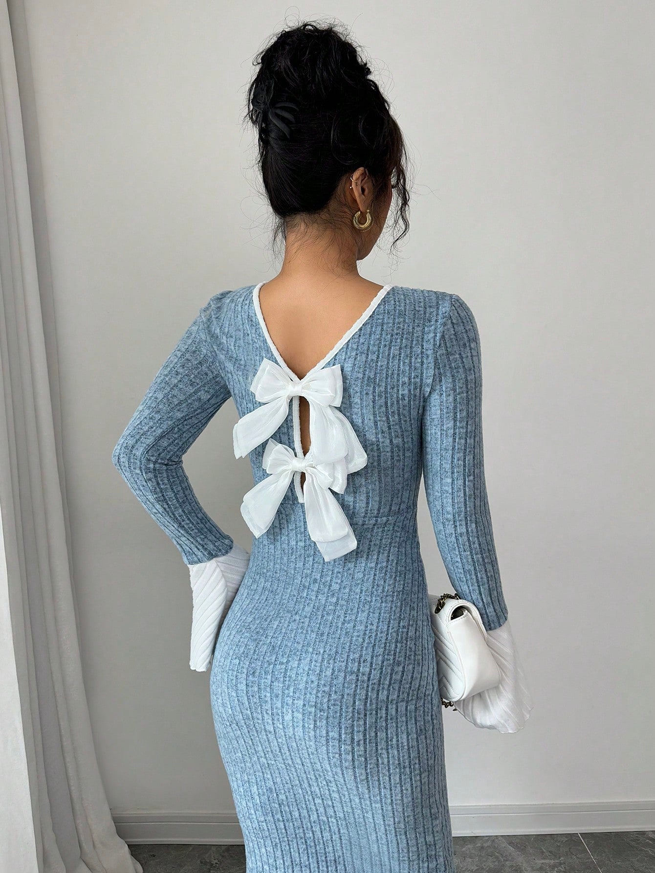 | SHEIN Selianne Elegant Sexy Open Back Bowknot Fitted Dress, Autumn/Winter Fall Cloth For Women | Dress | Shein | OneHub
