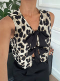  | SHEIN Siren Gaze Women Leopard Print Front Tie Sleeveless Casual Shirt | Top | Shein | OneHub