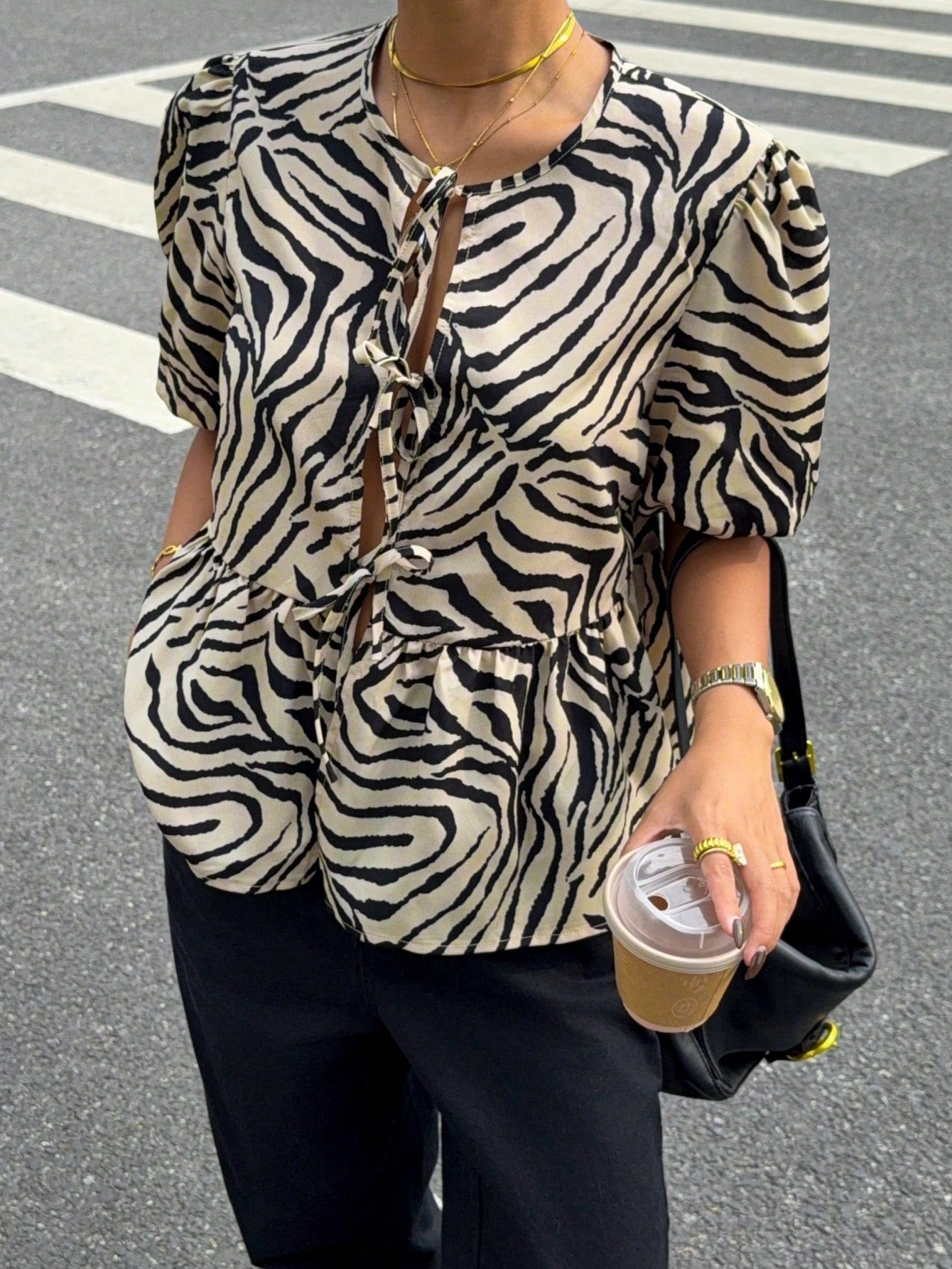 SHEIN Siren Gaze Women's Round Neck Short Sleeve Shirt