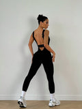  | SHEIN Slayoga Tight-Fitting Stretchy Casual Sexy Sleeveless Bra Back Slimming Tummy Control Elegant Sports Fitness Vintage Leg Lengthening Yoga Jumpsuit | Jumpsuit | Shein | OneHub