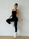  | SHEIN Slayoga Tight-Fitting Stretchy Casual Sexy Sleeveless Bra Back Slimming Tummy Control Elegant Sports Fitness Vintage Leg Lengthening Yoga Jumpsuit | Jumpsuit | Shein | OneHub