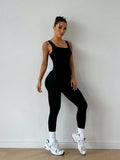  | SHEIN Slayoga Tight-Fitting Stretchy Casual Sexy Sleeveless Bra Back Slimming Tummy Control Elegant Sports Fitness Vintage Leg Lengthening Yoga Jumpsuit | Jumpsuit | Shein | OneHub