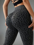 SHEIN Slayoga Women's Leopard Print Split Hem Sport Yoga Workout Leggings