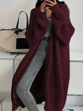  | SHEIN Solid Open Front Loose Knit Cardigan, Casual Long Sleeve Long Length Sweater With Pocket, Women's Clothing | Sweater | Shein | OneHub