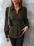  | SHEIN Solid Wrap Front Shirt | Blouse | Shein | OneHub