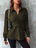  | SHEIN Solid Wrap Front Shirt | Blouse | Shein | OneHub