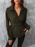  | SHEIN Solid Wrap Front Shirt | Blouse | Shein | OneHub