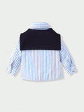  | SHEIN Souflis Baby Boy's French Style Striped Shirt With Shawl Collar For Spring And Summer Vacation, Daily Leisure Look | Dress | Shein | OneHub