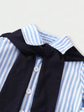  | SHEIN Souflis Baby Boy's French Style Striped Shirt With Shawl Collar For Spring And Summer Vacation, Daily Leisure Look | Dress | Shein | OneHub
