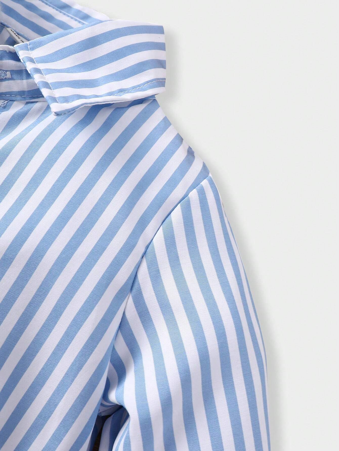  | SHEIN Souflis Baby Boy's French Style Striped Shirt With Shawl Collar For Spring And Summer Vacation, Daily Leisure Look | Dress | Shein | OneHub