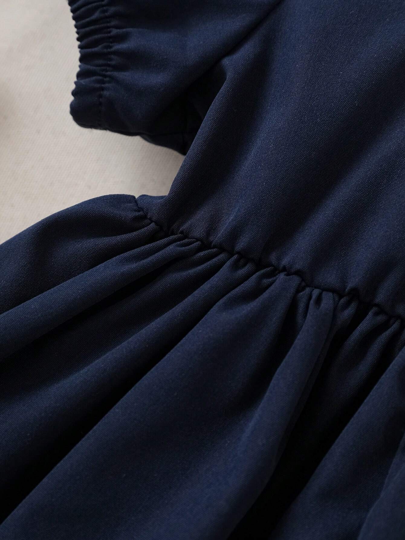  | SHEIN Souflis Souflis Baby Girl Square Neckline Contrast Binding Button Decor Leisure Dress With Hat | Dress | Shein | OneHub