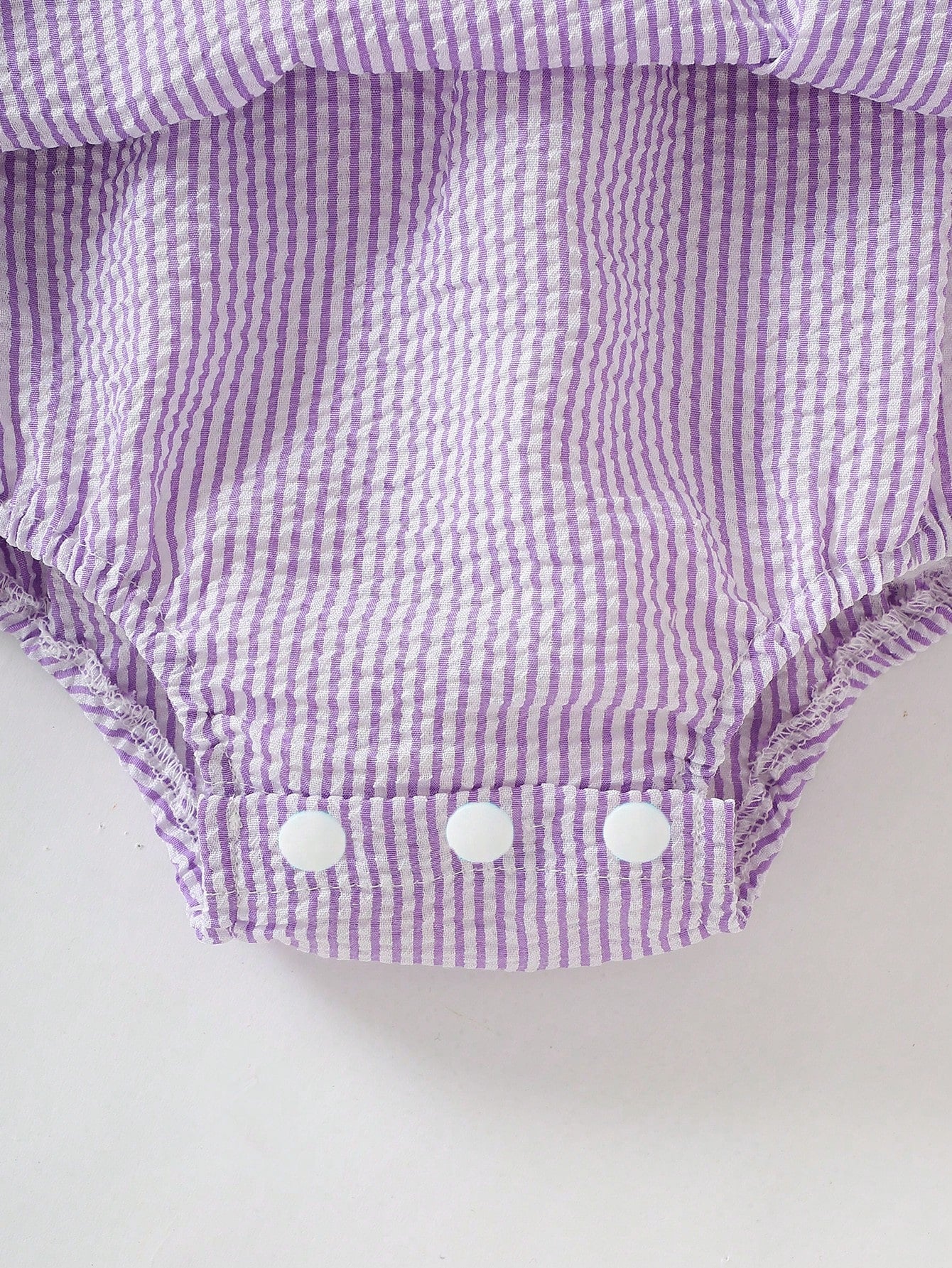 SHEIN Souflis Souflis Baby Girls' Summer Casual Cute Car & Butterfly Knot Strap Striped Romper, Korean Style