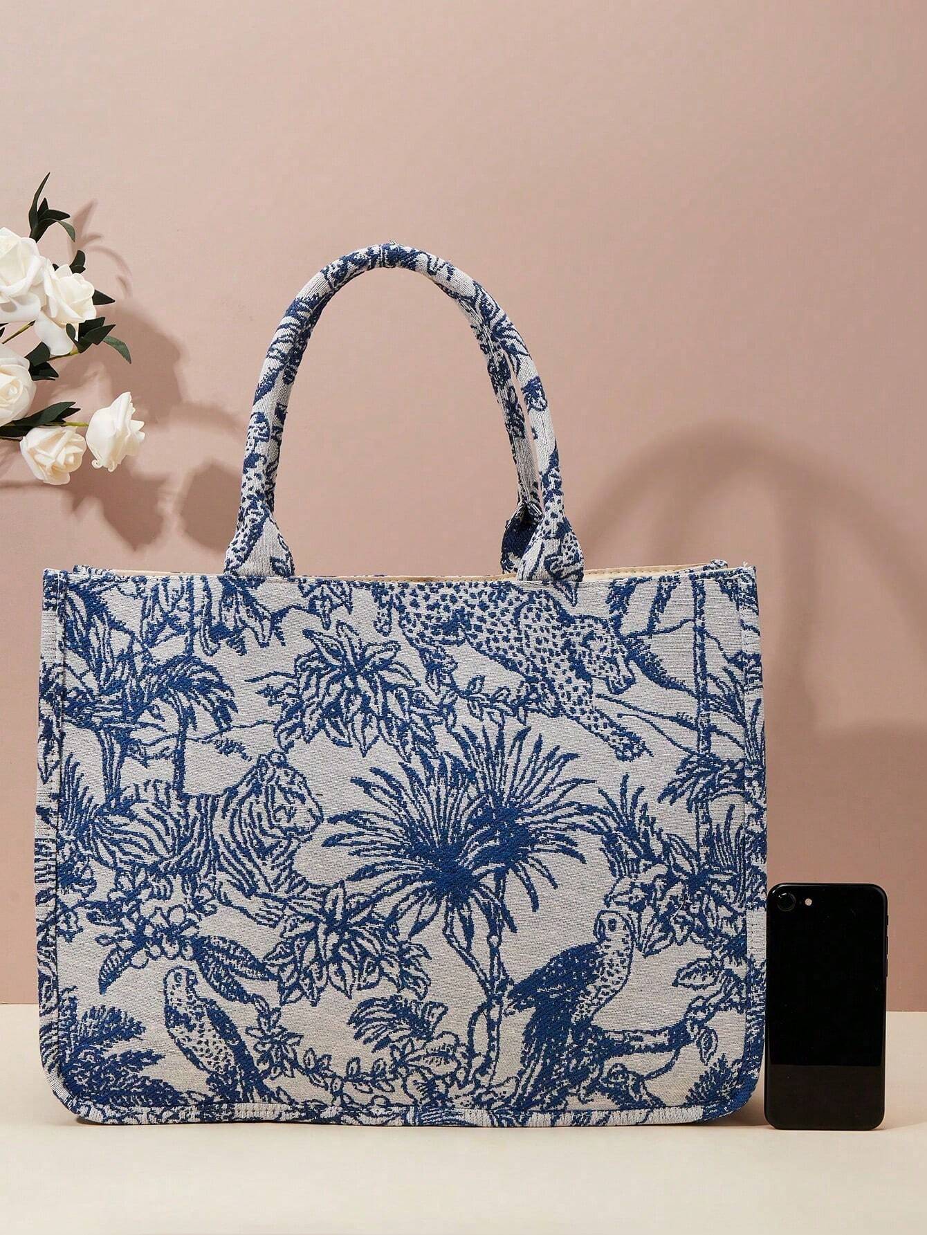  | SHEIN Spring New Embroidered Jacquard Large Capacity Handbag Shoulder Bag (Pattern Random) | Bags | Shein | OneHub