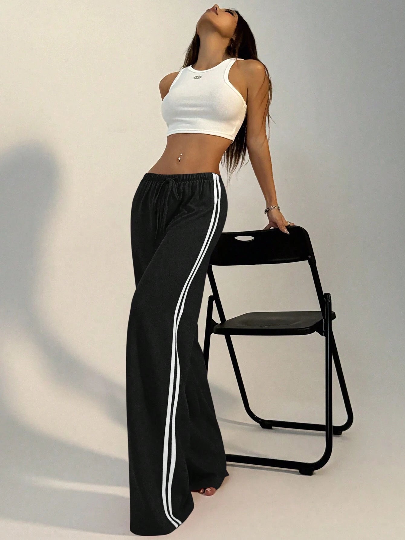  | SHEIN StreetHx Women's Drawstring Side Striped Straight-Leg Casual Sport Outdoor Pants | Sports Pants | Shein | OneHub