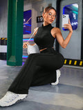 SHEIN Streetz SHEIN Sport Women's Slim Fit Tank Top And Bell-Bottomed Casual Sports Set Clothes Workout Women Set Women Leggings Set