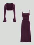  | SHEIN Sweetra 2pcs/Set Ladies' Solid Color Tank Dress And Flared Sleeve Cami Top Set | Dress | Shein | OneHub