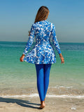  | SHEIN Swim Mulvari Two Pieces Floral Print Full Coverage Long Sleeve Maxi Top Plus Solid Color Pants Burkini Swimwear Set Women's Swimwear | Burkini | Shein | OneHub