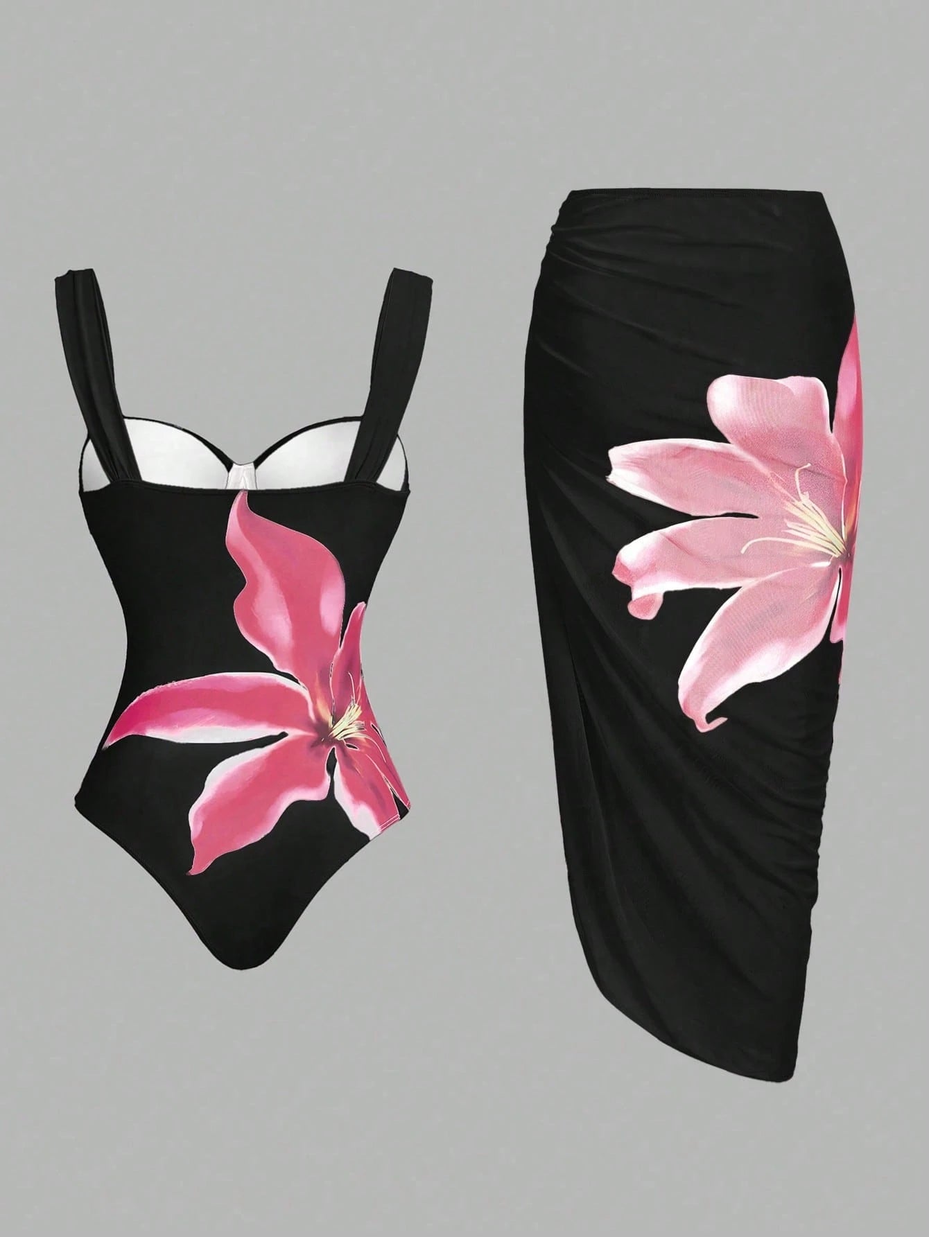  | SHEIN Swim Oasis 1pc Women's Floral Print Spaghetti Strap One-Piece Swimsuit With Sarong | Lingerie | Shein | OneHub