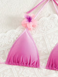  | SHEIN Swim SXY 3pcs Elegant, Sweet And Sexy Beach Gradient Halter Pink Bikini Set With Chiffon Skirt Swimwear, Beach Clothes Outfit For Summer Vacation, Ibiza Outfit | Lingerie | Shein | OneHub