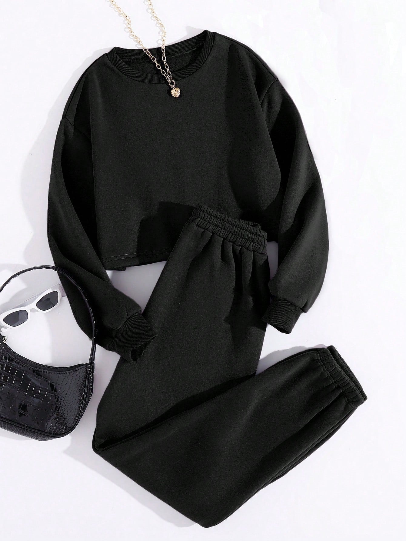  | SHEIN Thermal Lined Solid Sweatshirt With Joggers | Sweater | Shein | OneHub